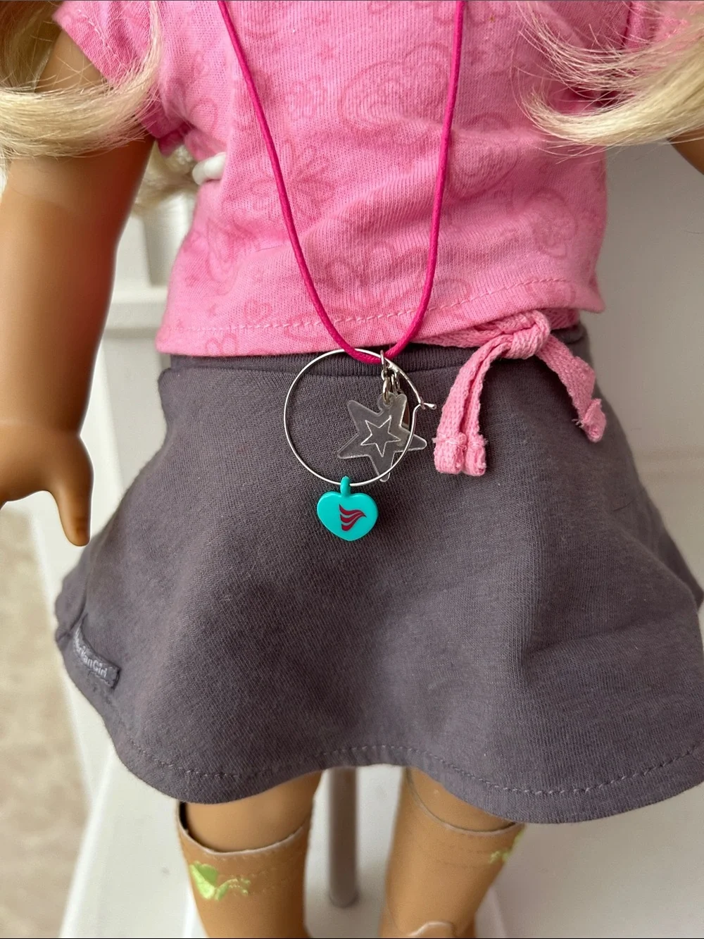 American Girl Just Like Me Blonde Doll With Pink Top, Gray Skirt, and Boots